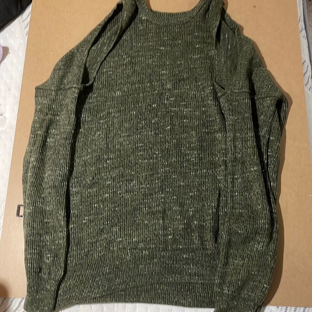 Hollister Green Open Shoulder Sweater
